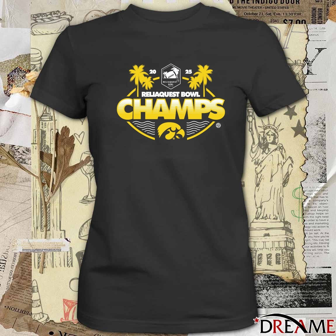 2025 ReliaQuest Bowl Champions Iowa Hawkeyes football – Champs – Logos t-shirt