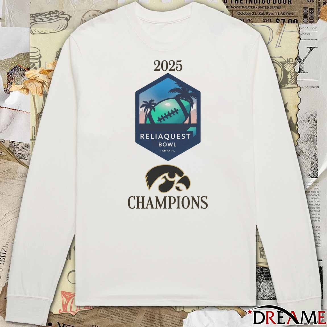 2025 ReliaQuest Bowl Champions Iowa Hawkeyes football Logos t-shirt
