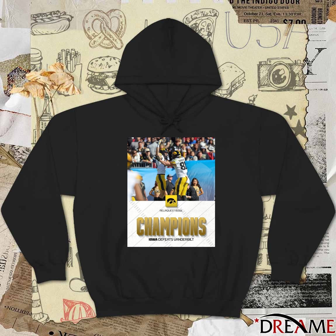 2025 Reliaquest Bowl Champions Iowa Hawkeyes Defeats Vanderbilt Poster t-shirt