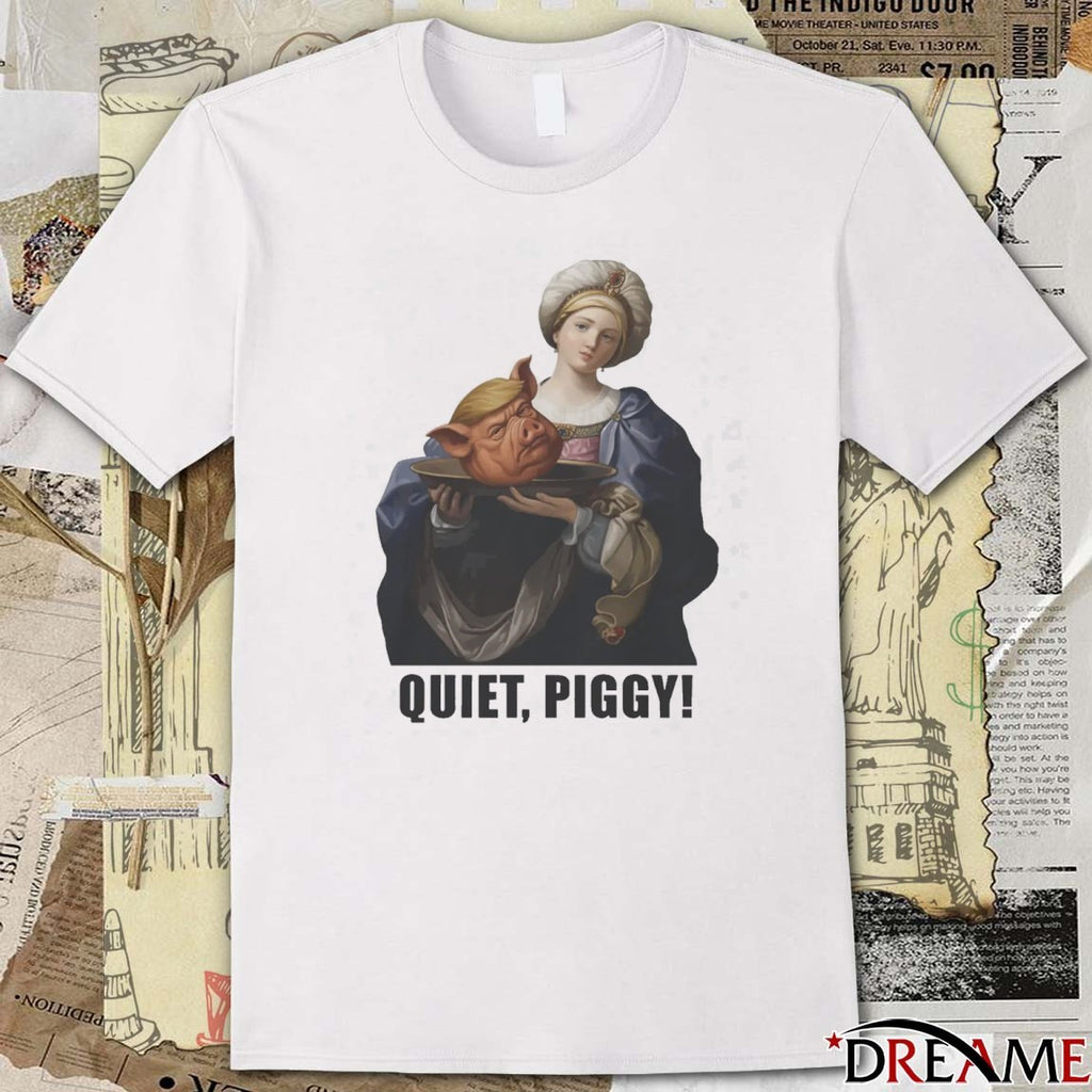 2025 Saint Holding Pig Head Anti Donald Trump Quiet Piggy t-shirt