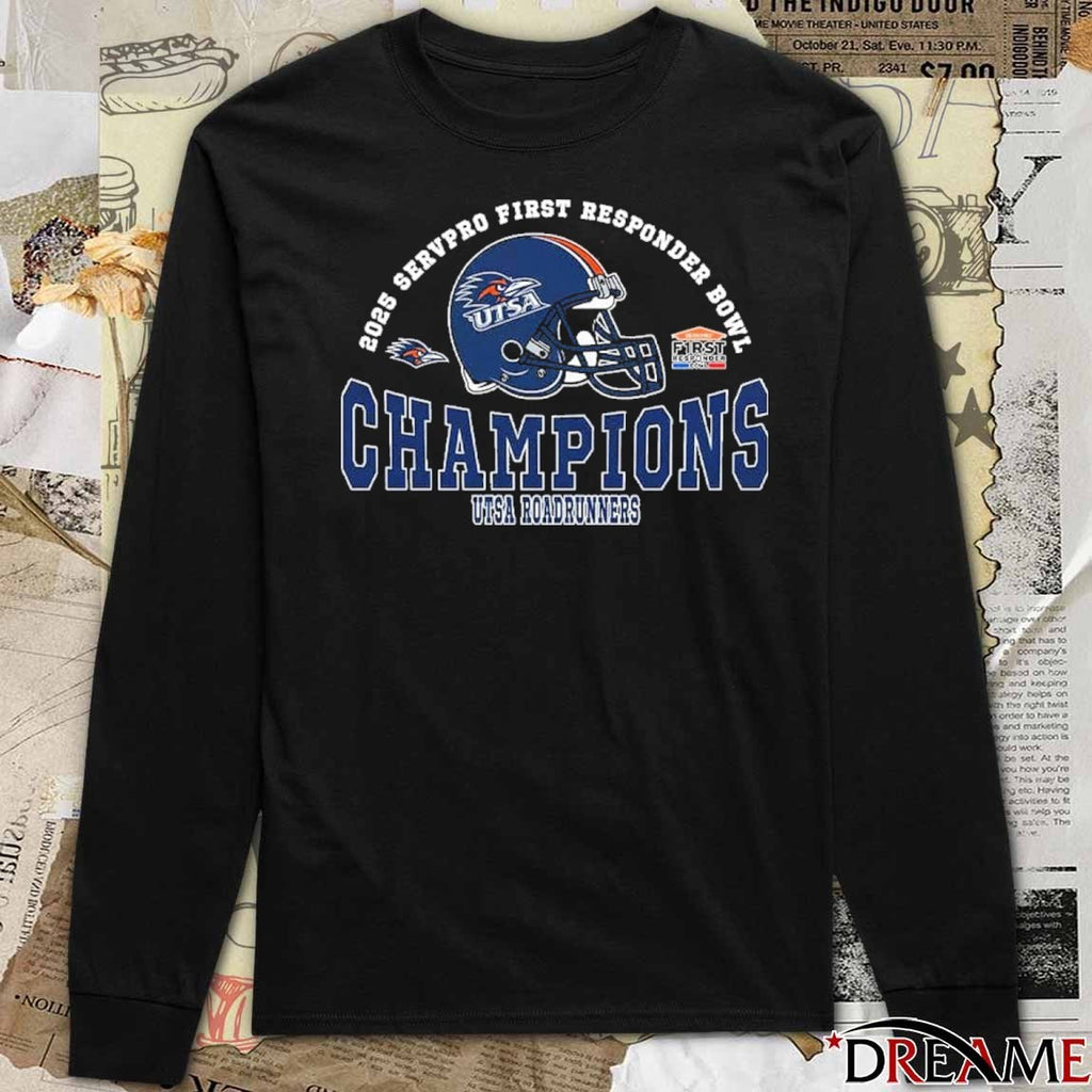 2025 Servpro First Responder Bowl Champions UTSA Roadrunners Helmets Football t-shirt