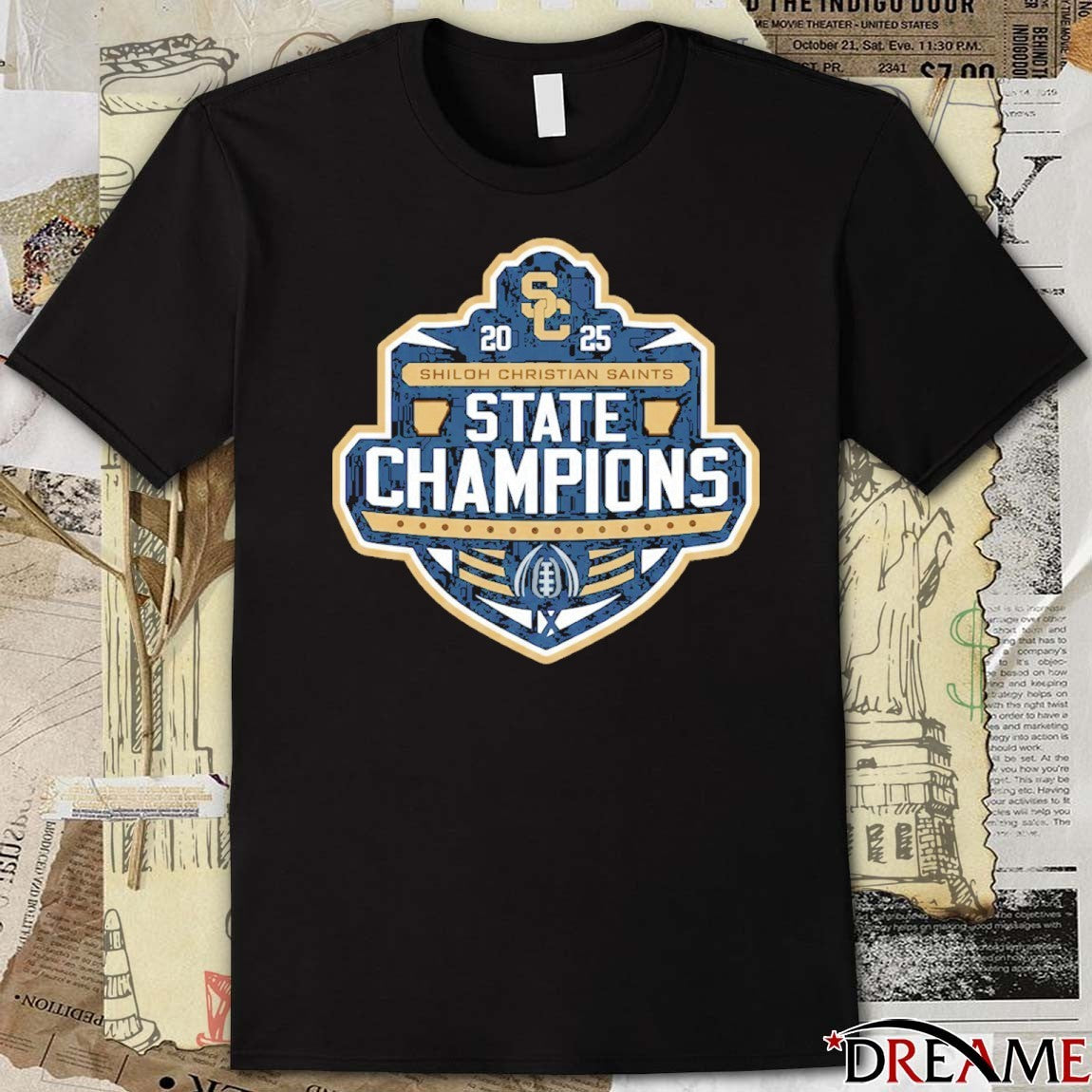 2025 Shiloh Christian Saints State Champions Football Logo t-shirt