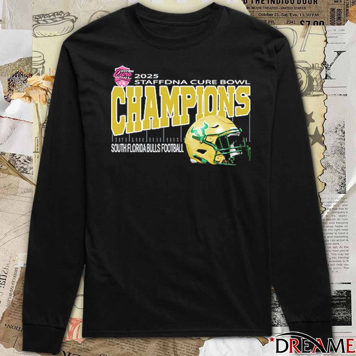 2025 Staffdna Cure Bowl South Florida Bulls Football Are Champions Helmet Camping World Stadium In Orlando Florida December 17th 2025 t-shirt