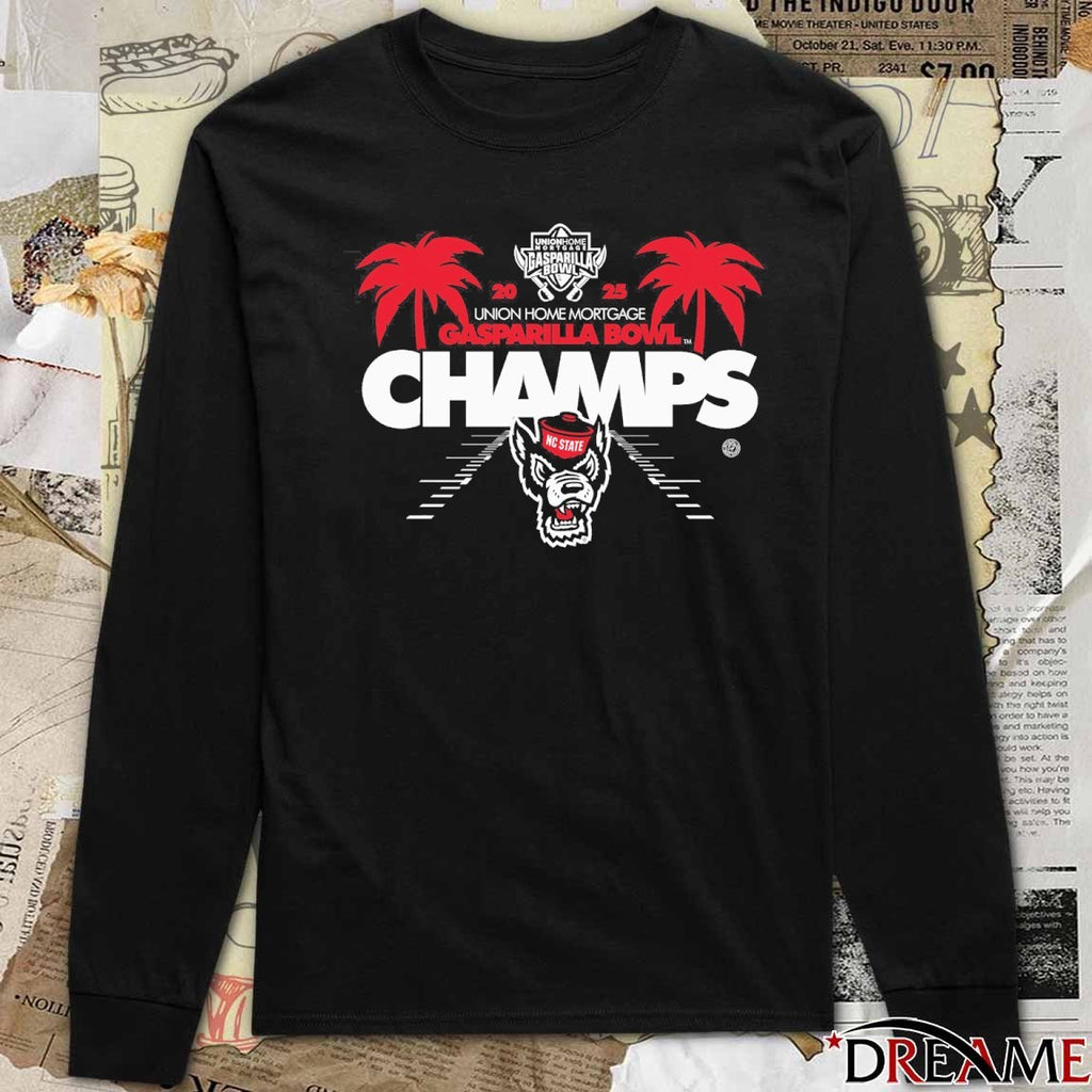 2025 Union Home Mortgage Gasparilla Bowl Champs North Carolina State Wolfpack Logos t-shirt