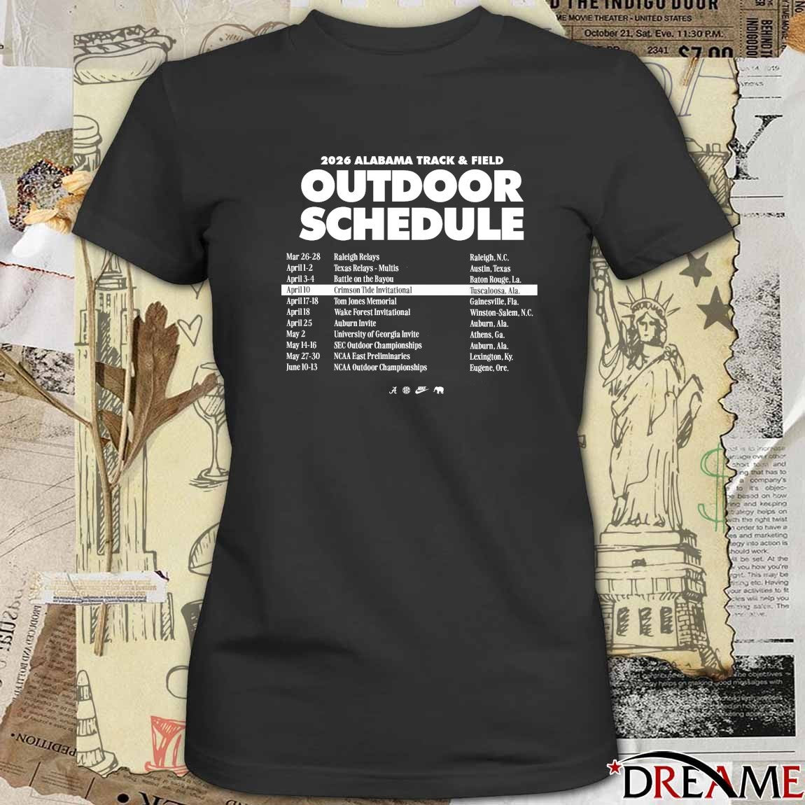 2026 Alabama Track And Field Outdoor Schedule t-shirt