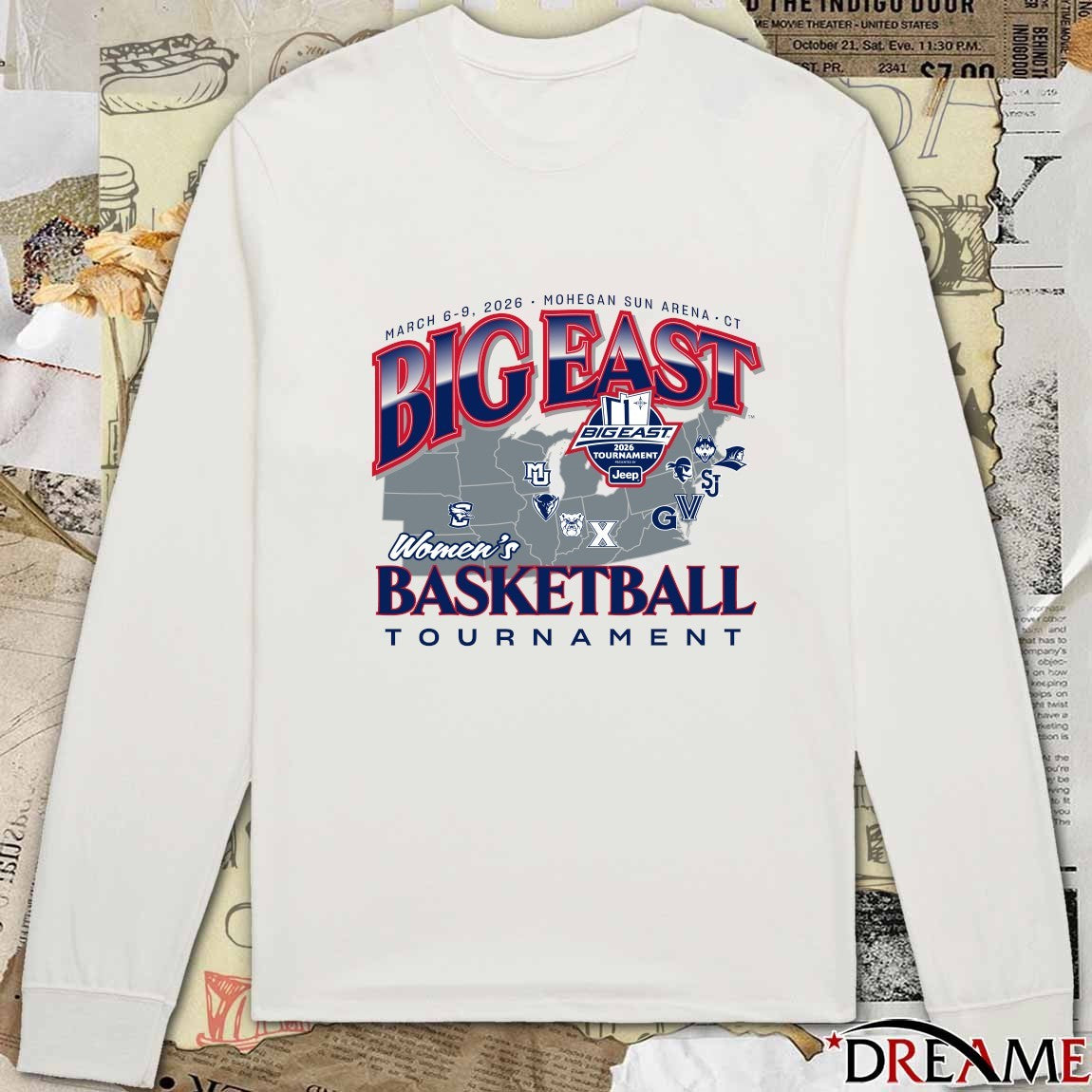2026 Bigeast Women’s Basketball Tournament March 6-9,2026 Mohegan Sun Arena CT t-shirt