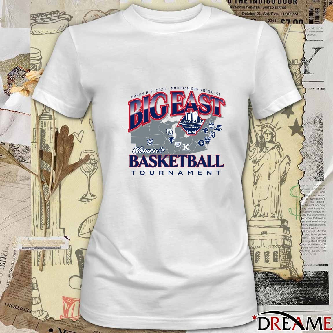 2026 Bigeast Women’s Basketball Tournament March 6-9,2026 Mohegan Sun Arena CT t-shirt