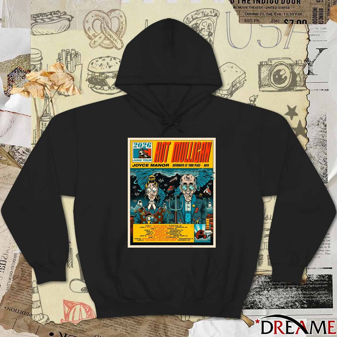 2026 June Tour Hot Mulligan Saturdays At Your Place June 4 – 21 2026 Poster t-shirt
