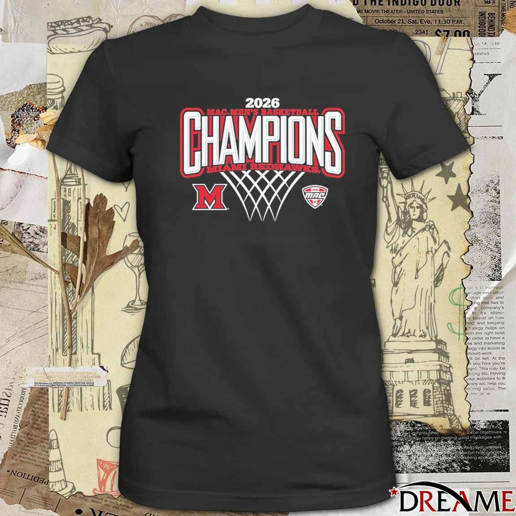 2026 MAC Men’s Basketball Regular Season Champions Miami RedHawks Black t-shirt