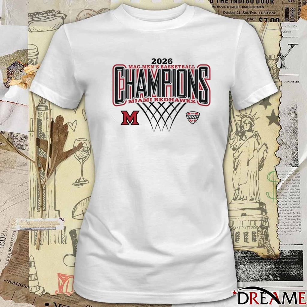 2026 MAC Men’s Basketball Regular Season Champions Miami RedHawks White t-shirt