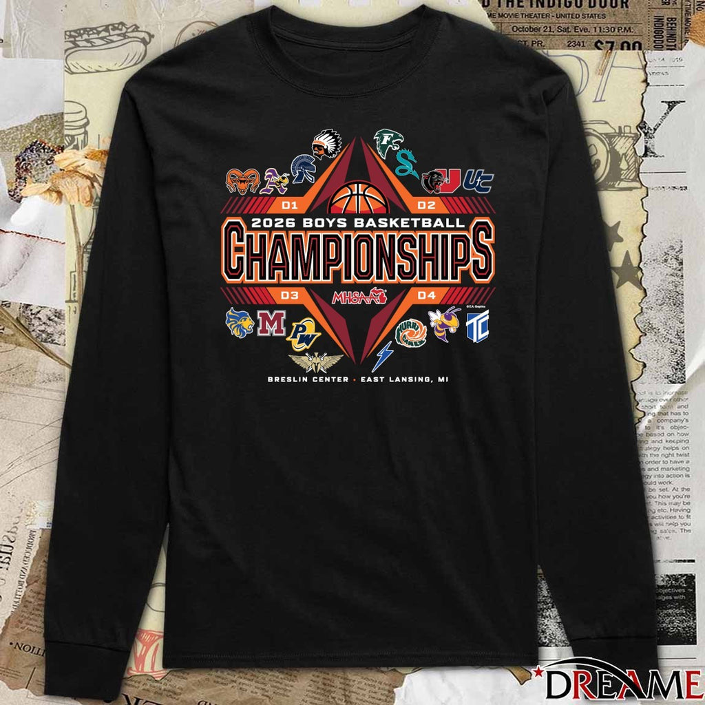 2026 MHSAA Boys Basketball Championships Breslin Center East Lansing MI Logos t-shirt