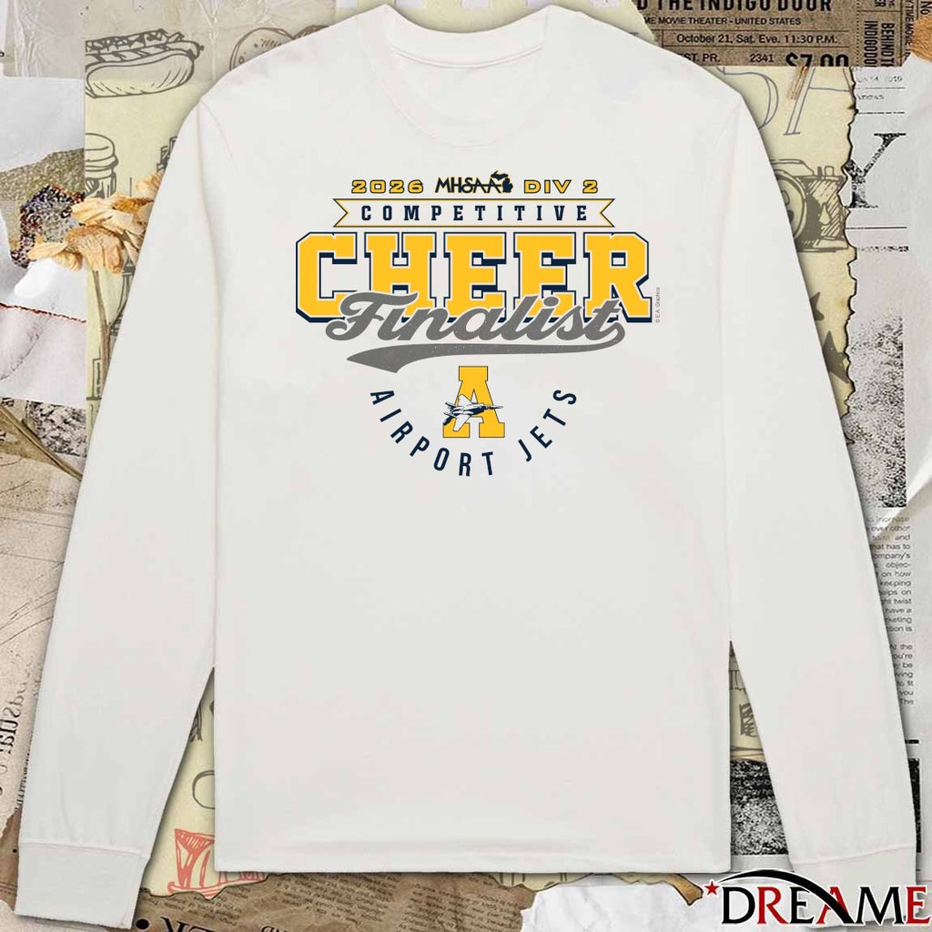 2026 MHSAA Competitive Cheer D2 Finalist Airport Jets t-shirt
