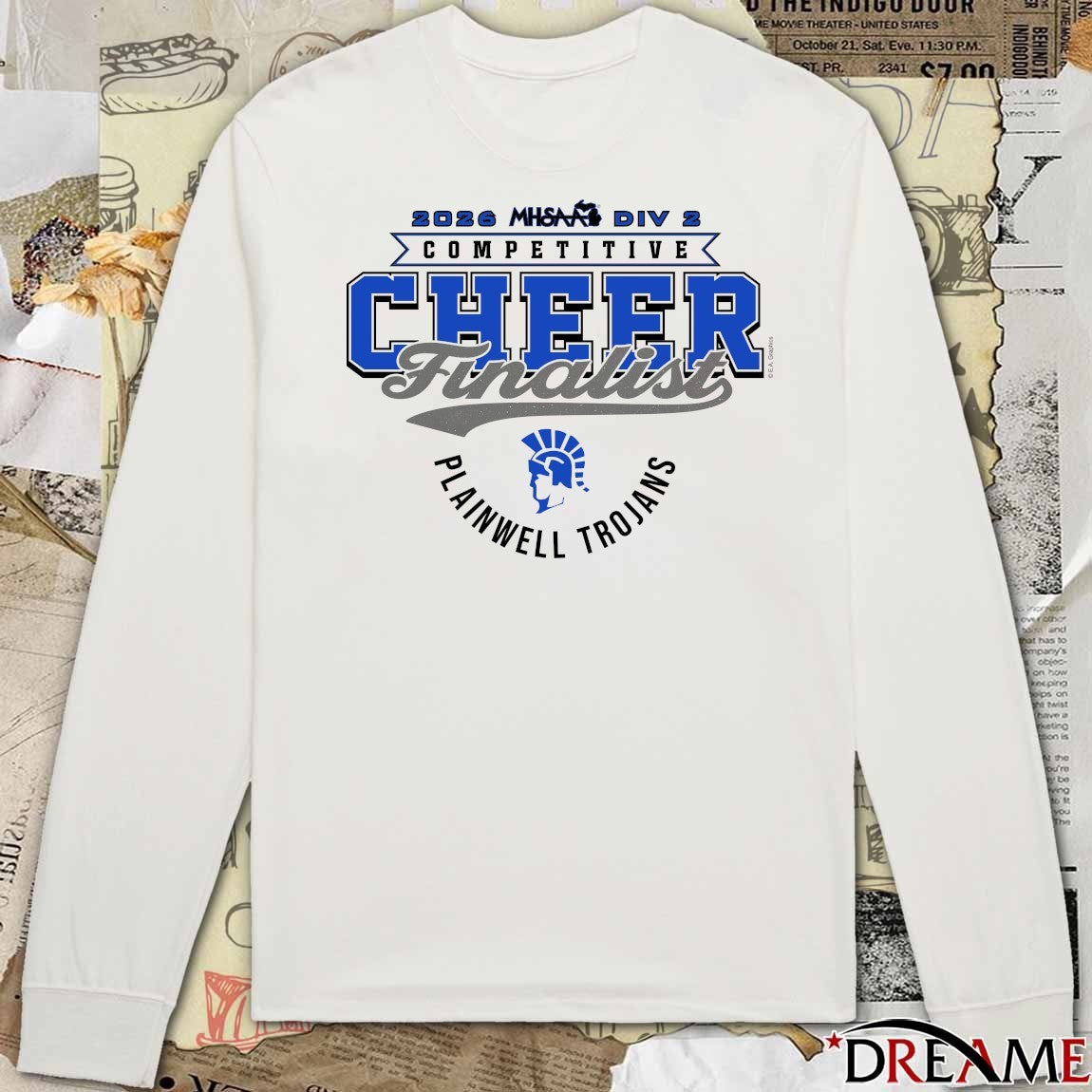 2026 MHSAA Competitive Cheer D2 Finalist Plainwell Trojans t-shirt