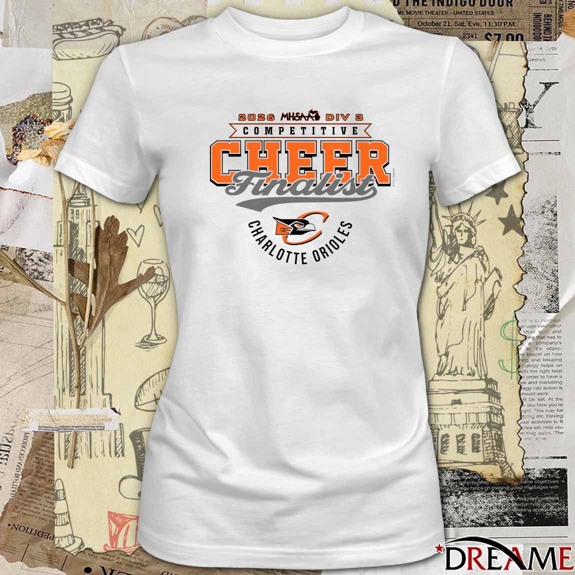 2026 MHSAA Competitive Cheer D3 Finalist Charlotte Orioles t-shirt