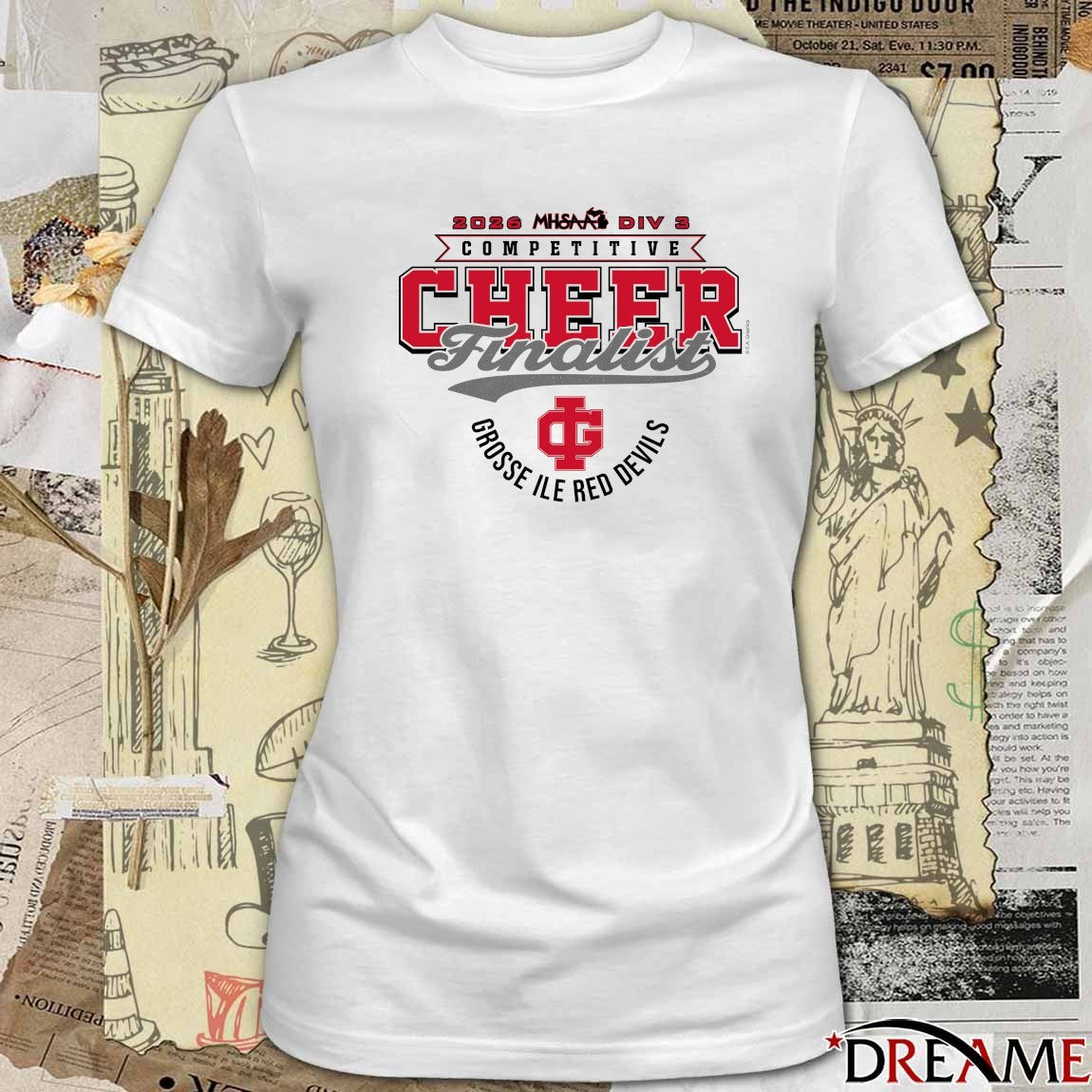 2026 MHSAA Competitive Cheer D3 Finalist Grosse Ile Red Devils t-shirt