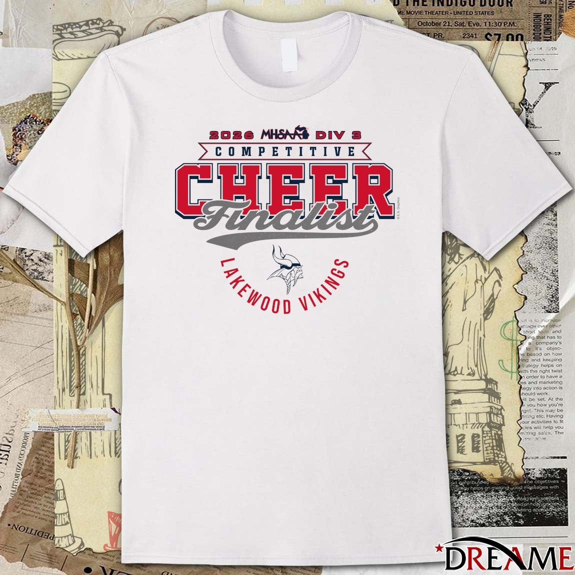 2026 MHSAA Competitive Cheer D3 Finalist Lakewood Vikings t-shirt