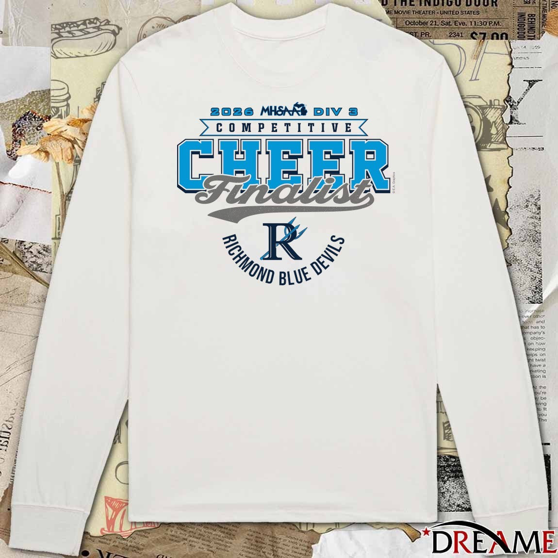2026 MHSAA Competitive Cheer D3 Finalist Richmond Blue Devils t-shirt