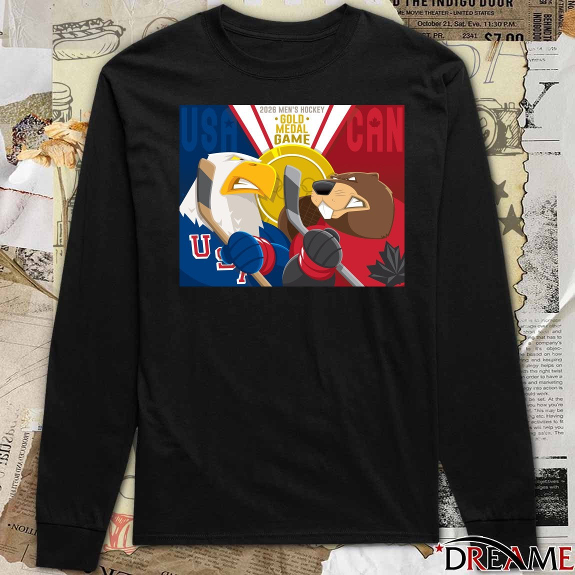 2026 Men’s Hockey Gold Medal Game USA Team Big Game Energy Mascot Poster t-shirt