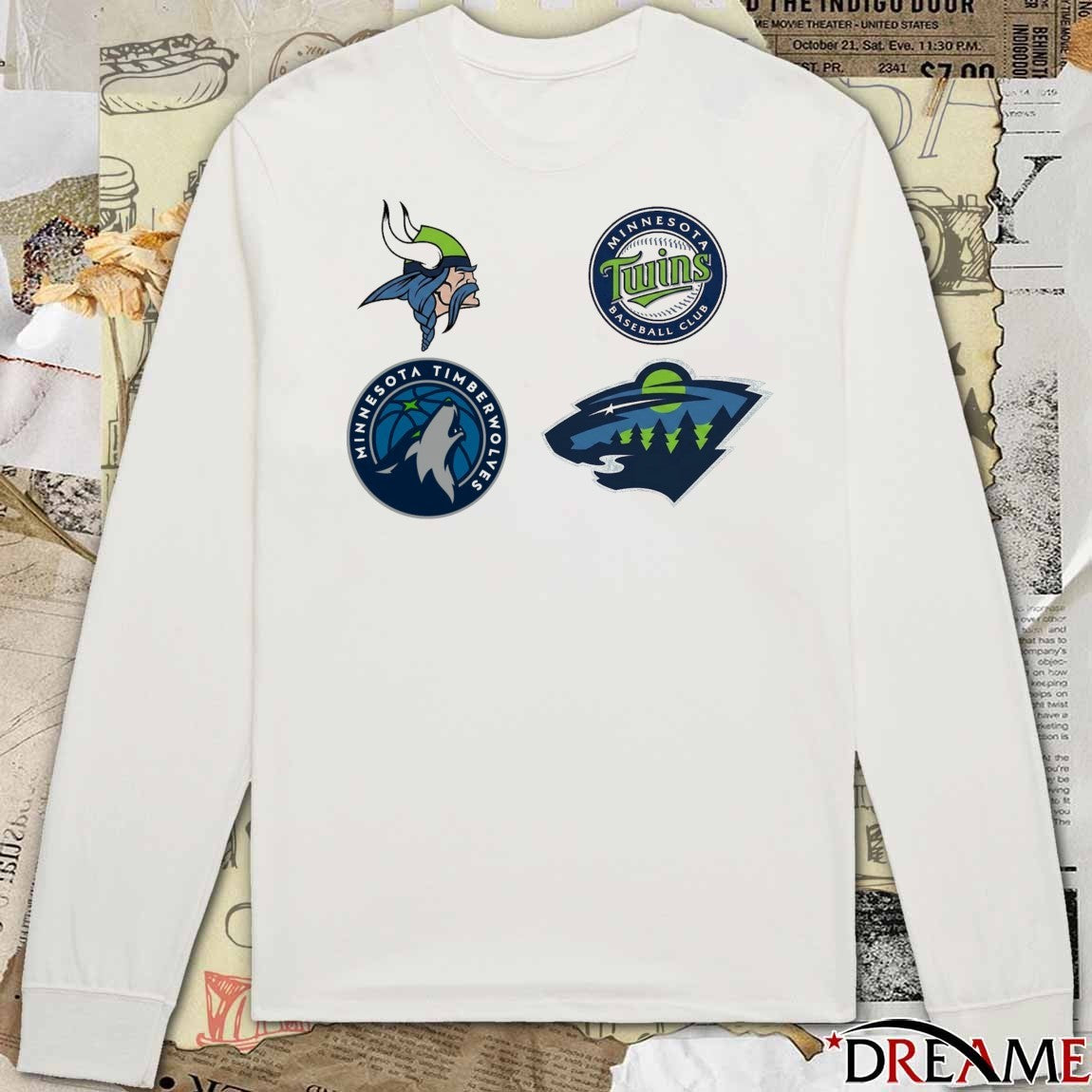 2026 Minnesota Vikings, Minnesota Twins, Minnesota Timberwolves and Minnesota Wild Logos t-shirt
