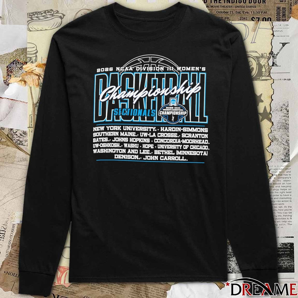 2026 NCAA Division III Women’s Basketball Sectional Championships All Names Team t-shirt