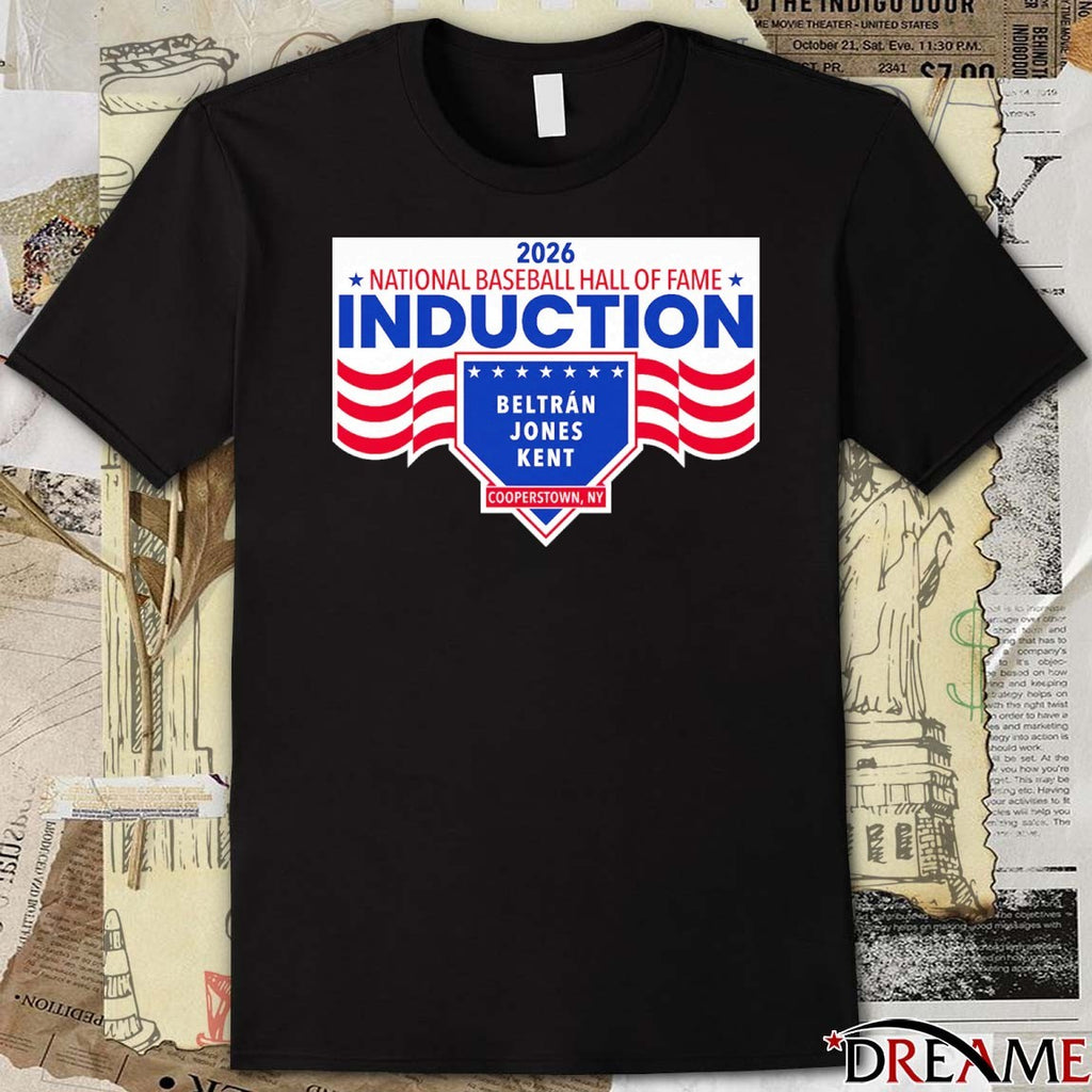 2026 National Baseball Hall of Fame Induction Beltran Jones Kent Cooperstown NY Logo t-shirt