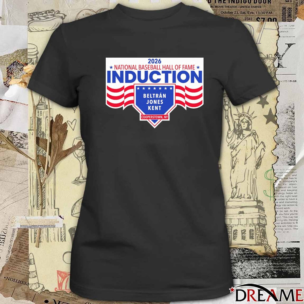 2026 National Baseball Hall of Fame Induction Beltran Jones Kent Cooperstown NY Logo t-shirt