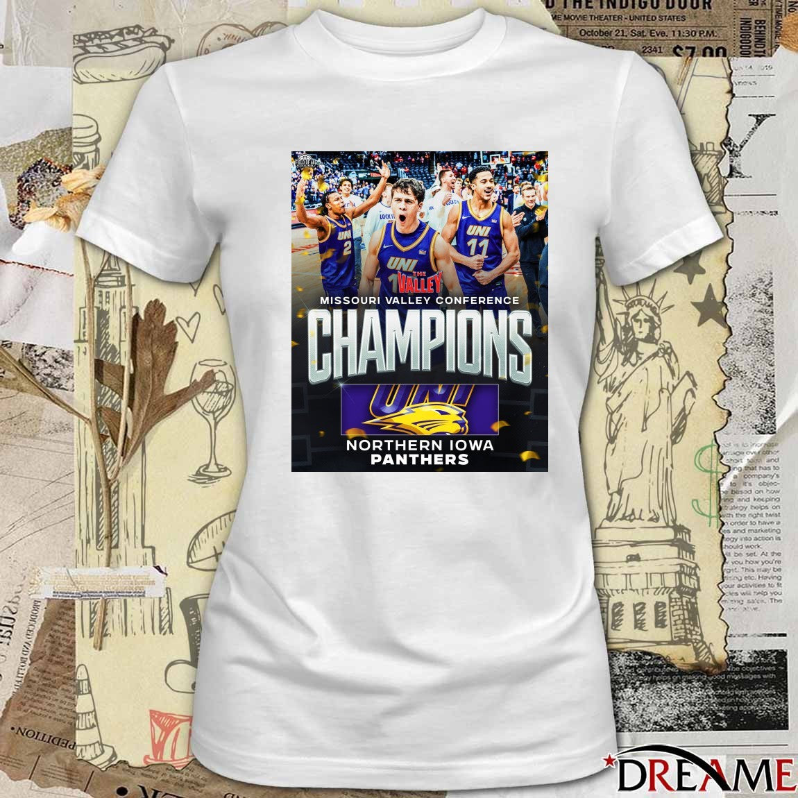 2026 Northern Iowa Panthers Basketball Champions Missouri Valley Conference Poster t-shirt