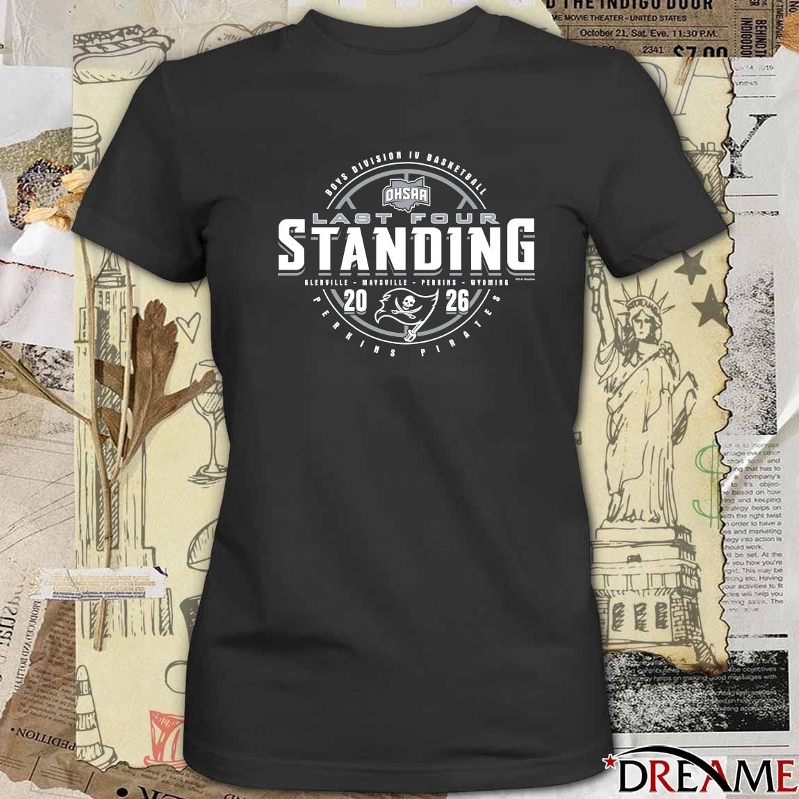2026 OHSAA Boys Basketball D4 Last Four Standing Perkins Pirates t-shirt