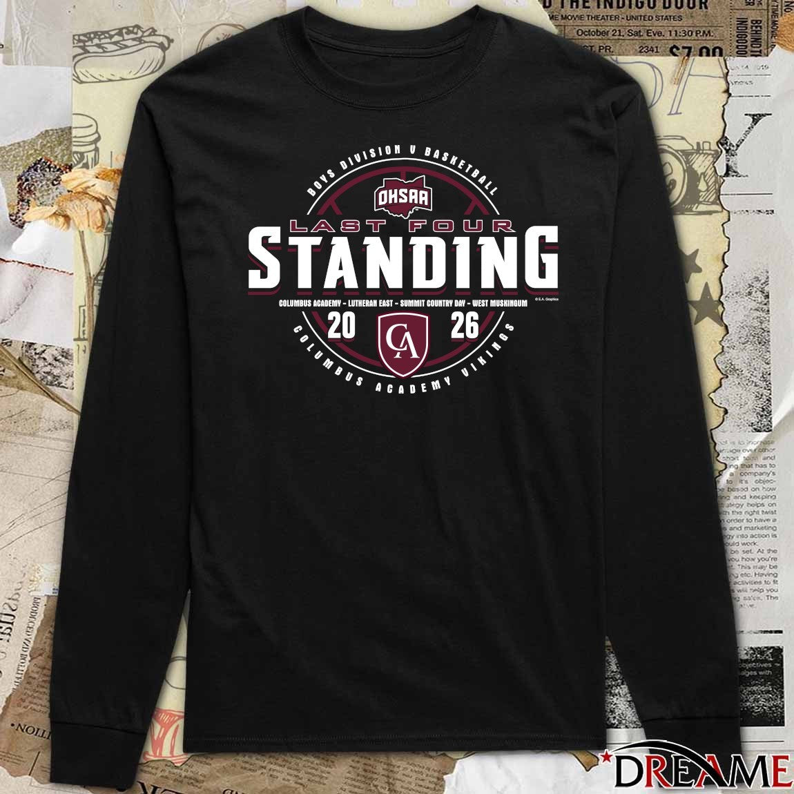 2026 OHSAA Boys Basketball D5 Last Four Standing Columbus Academy Vikings t-shirt