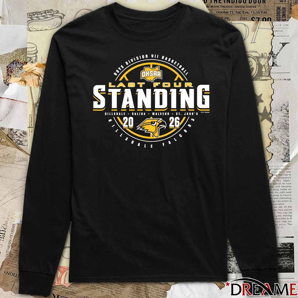 2026 OHSAA Boys Basketball D7 Last Four Standing Hillsdale Falcons t-shirt