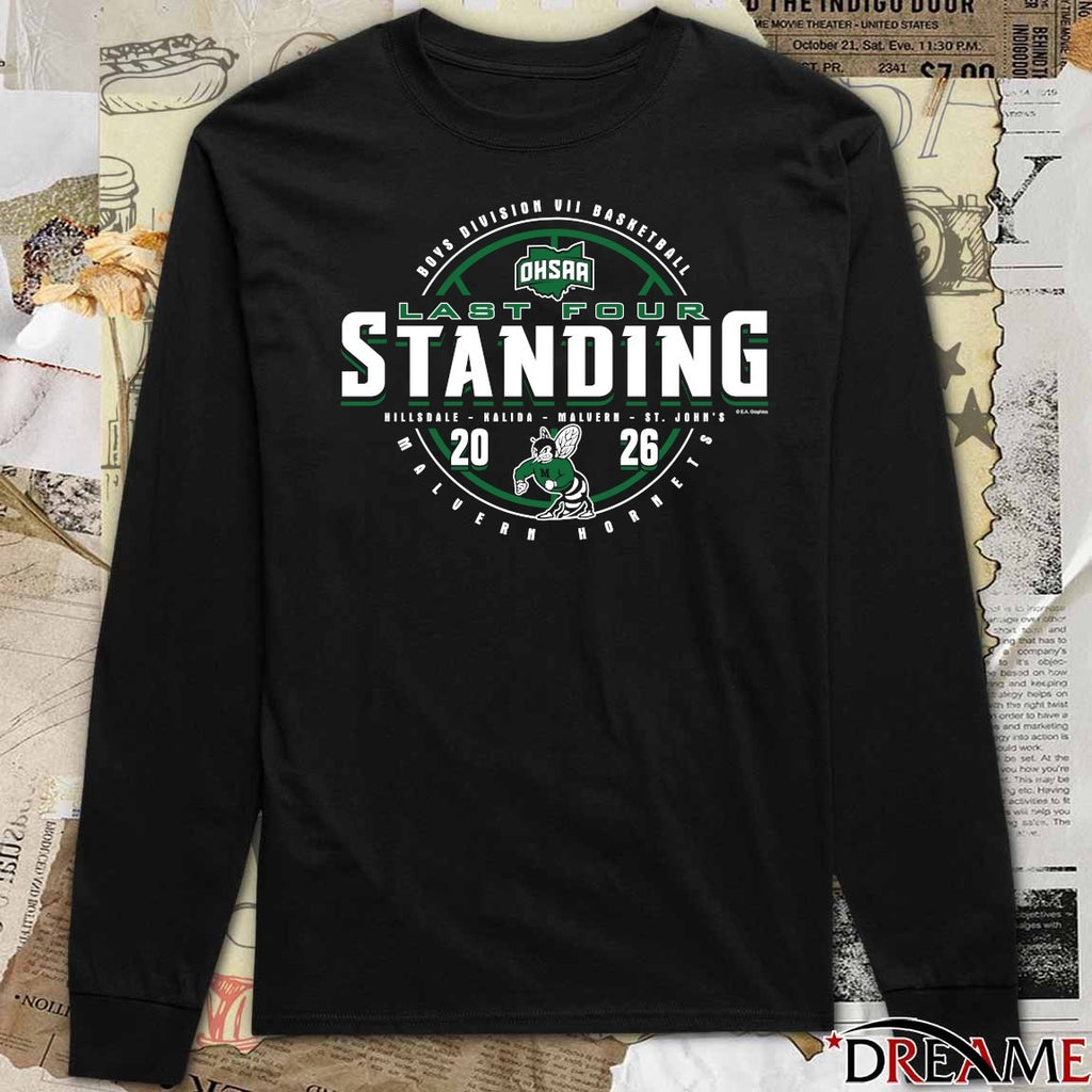 2026 OHSAA Boys Basketball D7 Last Four Standing Malvern Hornets t-shirt