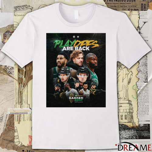 2026 Playoffs Aer Back at TD Garden Boston Celtics and Boston Bruins Poster t-shirt