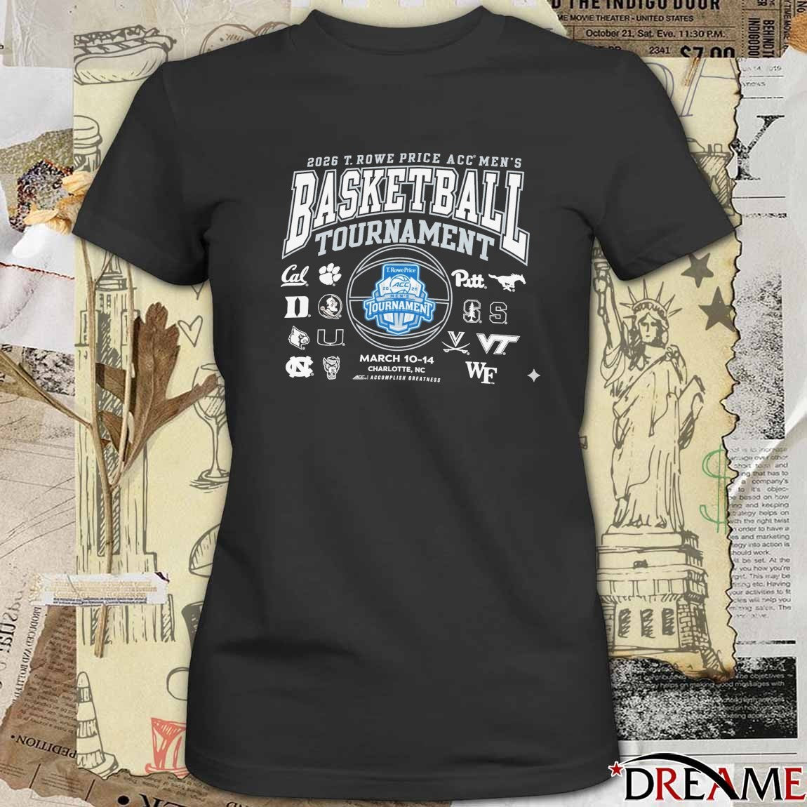 2026 T. Rowe Price ACC Men’s Basketball Tournament March 10-14, 2026 Charlotte, NC t-shirt