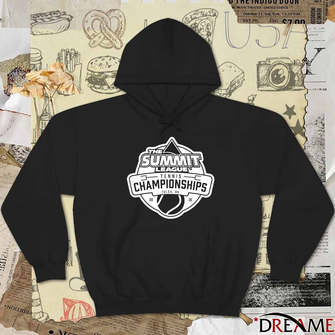 2026 The Summit League Tennis Championships Held In Tulsa, OK Logo Black And White t-shirt