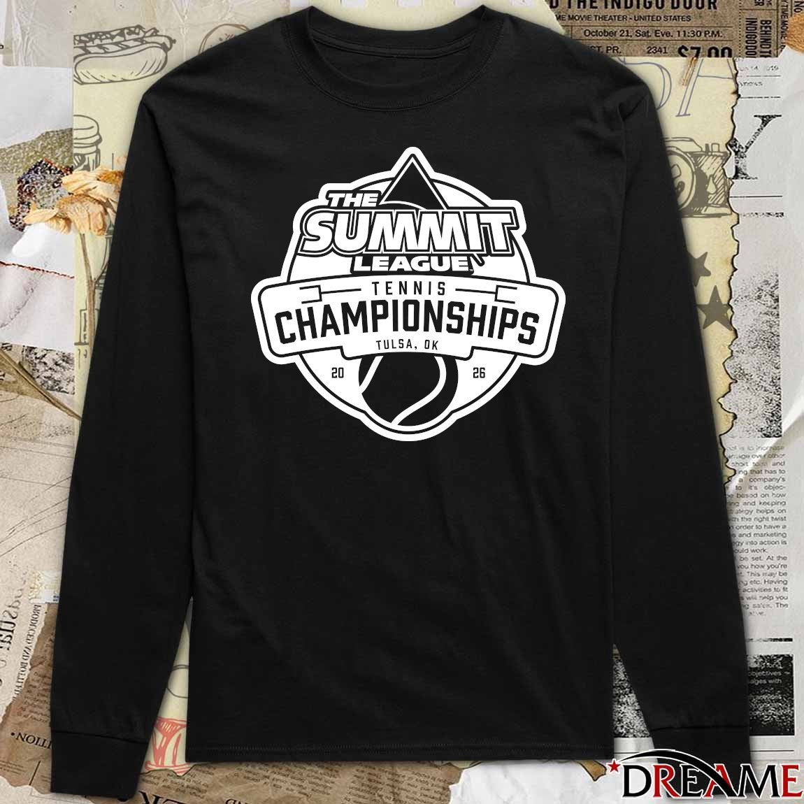 2026 The Summit League Tennis Championships Held In Tulsa, OK Logo Black And White t-shirt