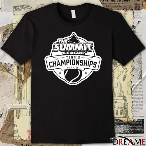 2026 The Summit League Tennis Championships Held In Tulsa, OK Logo Black And White t-shirt