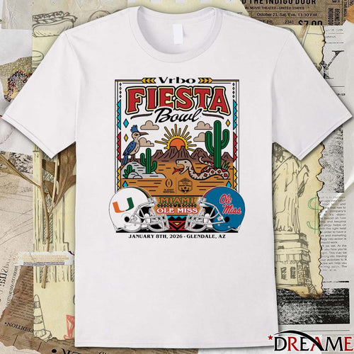 2026 Vrbo Fiesta Bowl Miami Vs Ole Miss Matchup Desert Dudes Glendale AZ t-shirt