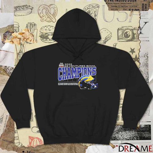 68 Ventures Bowl 2025 Champions Delaware Fightinn Blue Hens Football Helmet Hancock Whitney Stadium In Mobile Alabama December 17th 2025 t-shirt