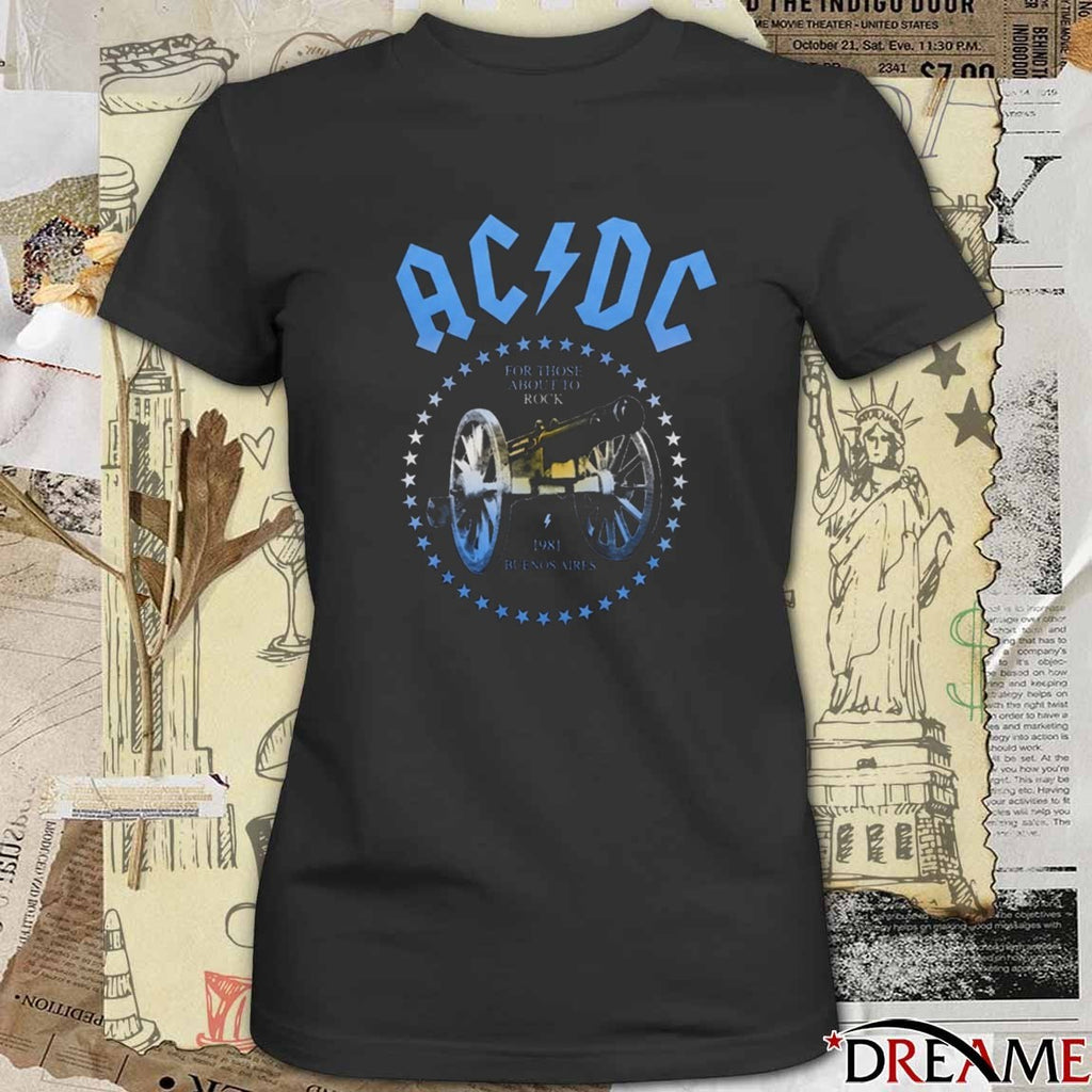 AC DC For Those About To Rock We Salute You 1981 Buenos Aires Tour Album Classic Rock Band t-shirt