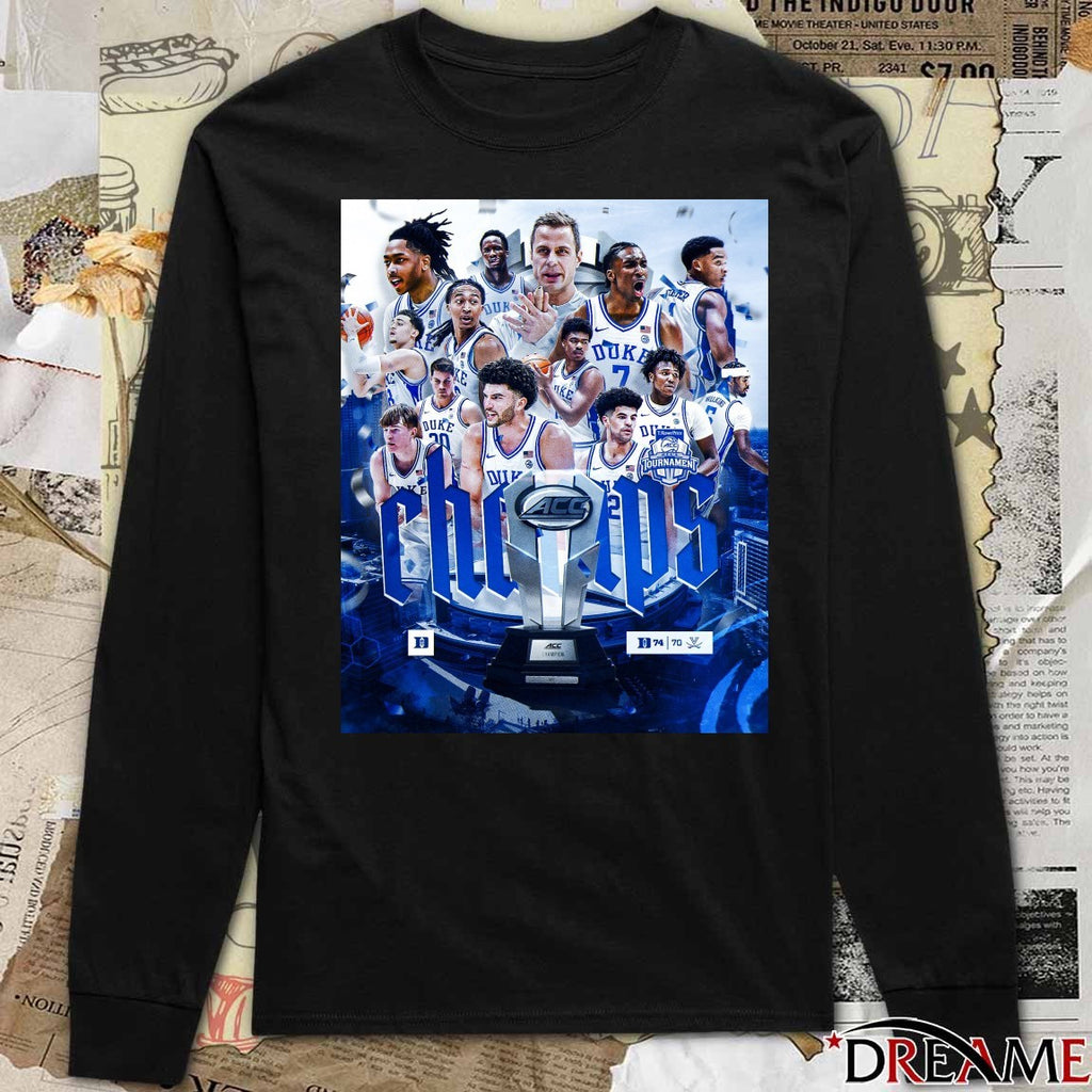 ACC Champs Basketball Duke Devil win Virginia Cavaliers 74 – 70 Poster t-shirt