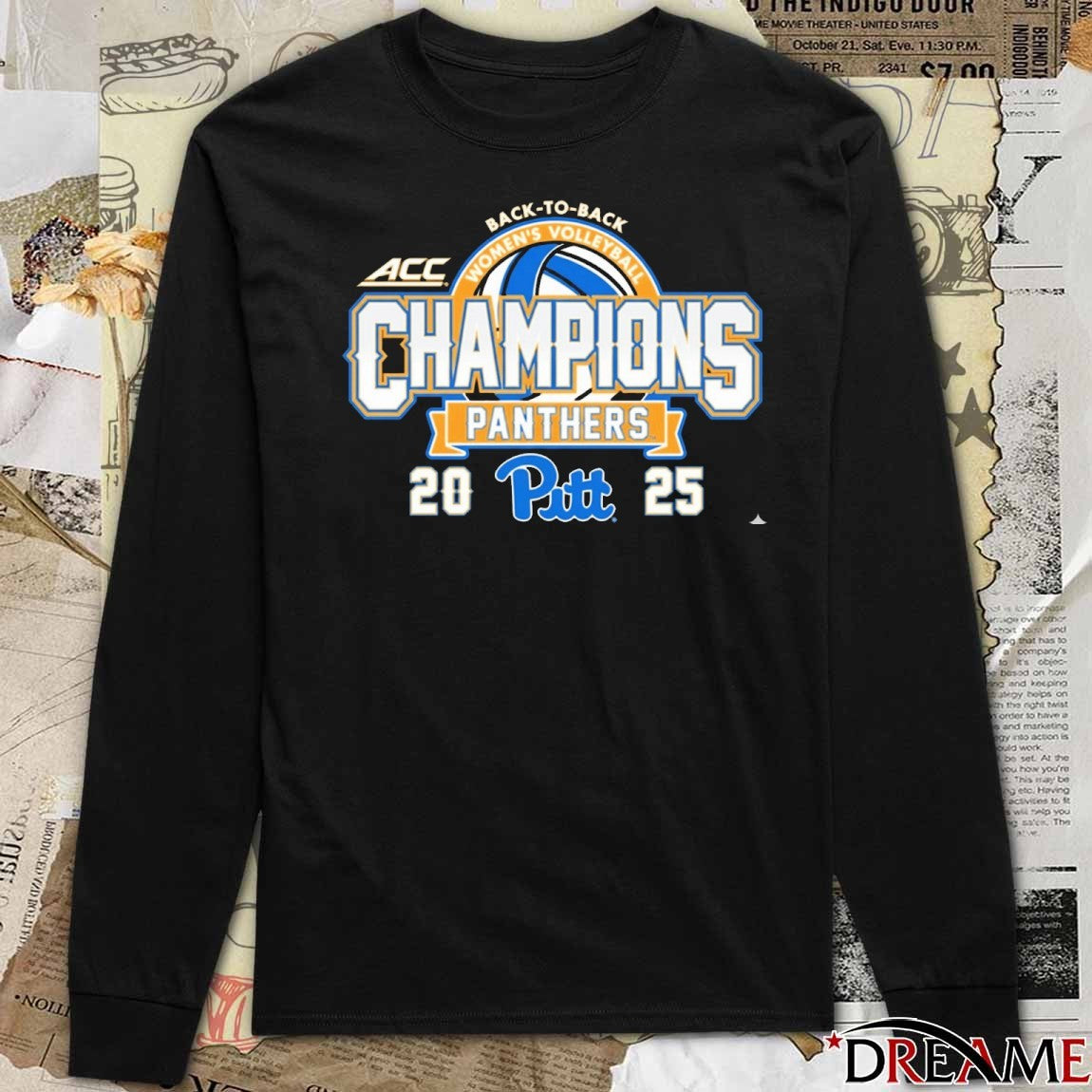 ACC Pitt Panthers 2025 ACC Volleyball Champions Back-To-Back Logo t-shirt
