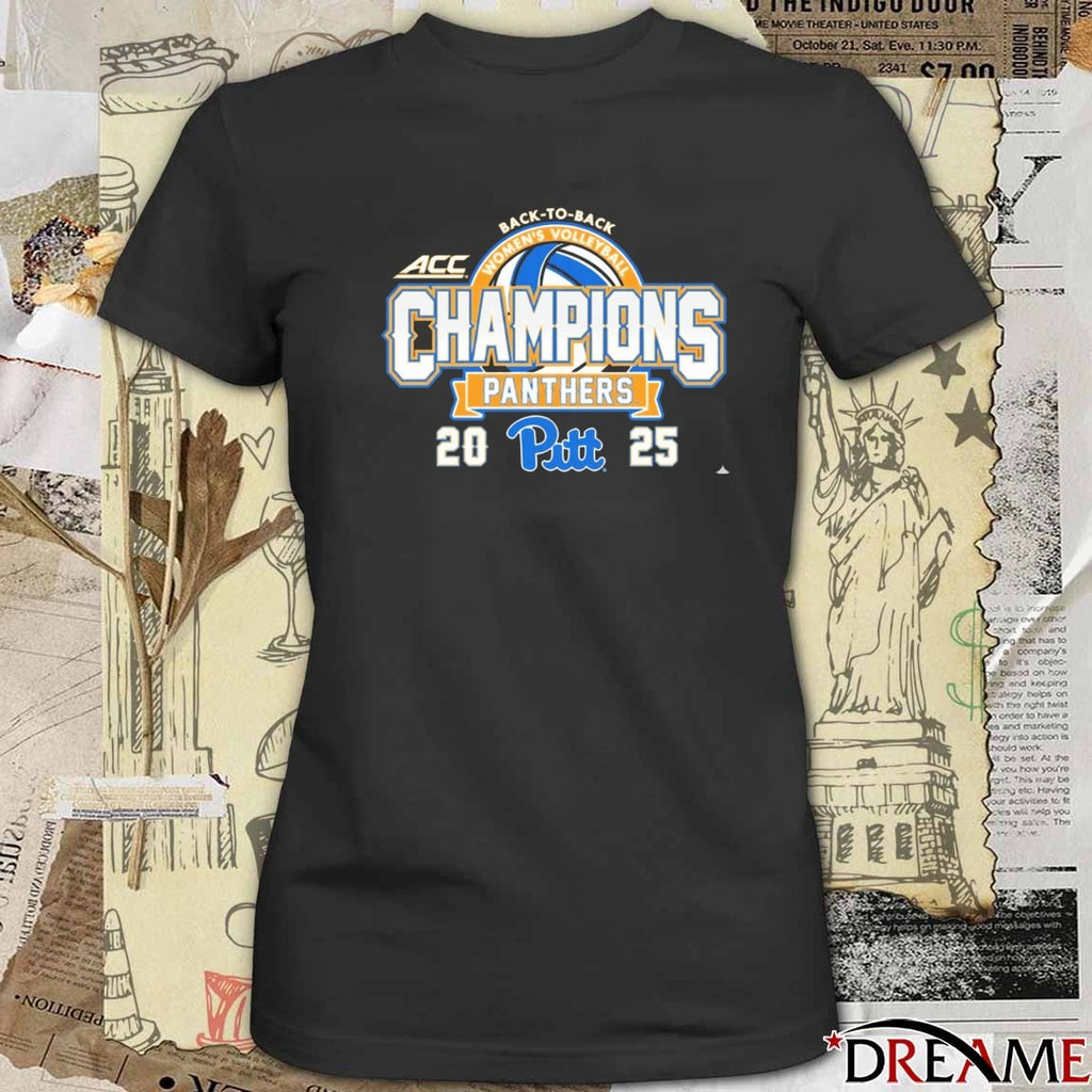 ACC Pitt Panthers 2025 ACC Volleyball Champions Back-To-Back Logo t-shirt
