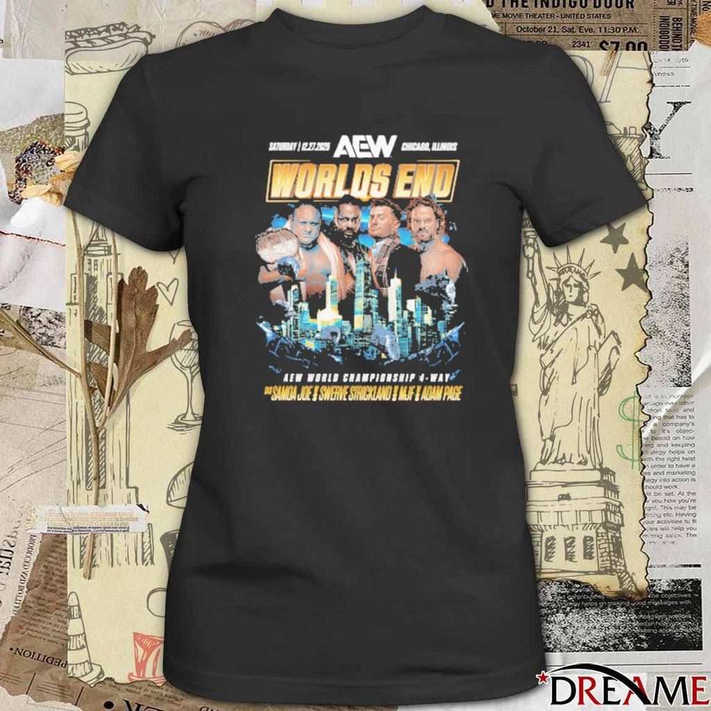 AEW Worlds End 2025 Matchup Samoa Joe vs Hangman Adam Page vs Swerve Strickland vs MJF December 27 t-shirt