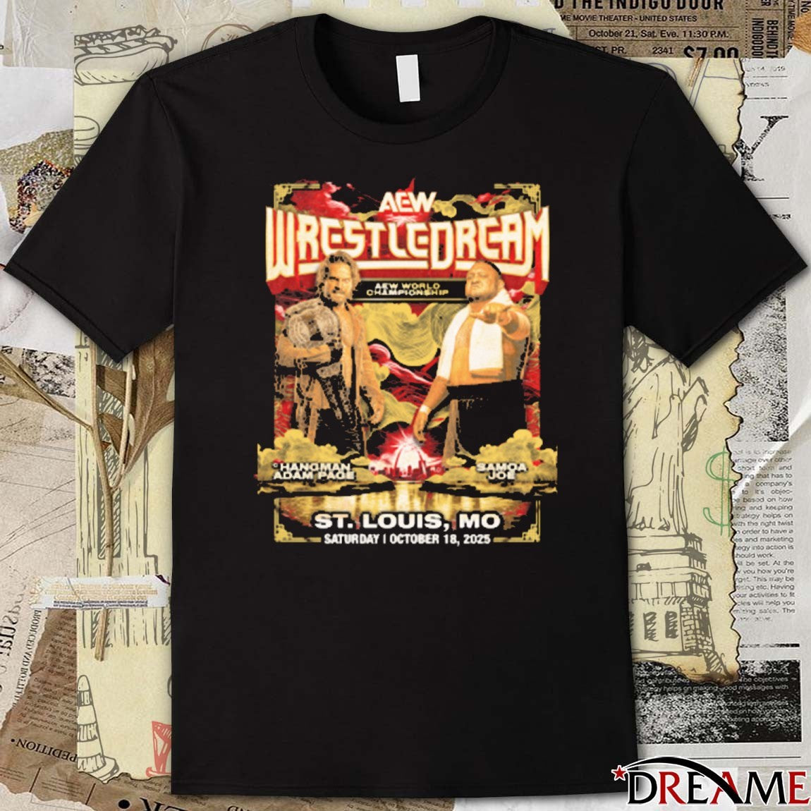 AEW WrestleDream 2025 Matchup Hangman Adam Page vs Samoa Joe St Louis MO Fanart t-shirt