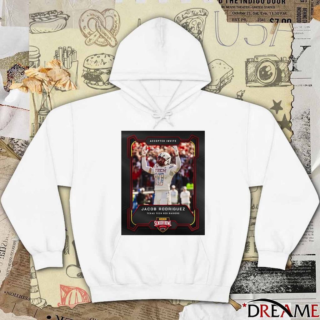 Accepted Invite LB Jacob Rodriguez Texas Tech Red Raiders 2026 Panini Senior Bowl Poster t-shirt