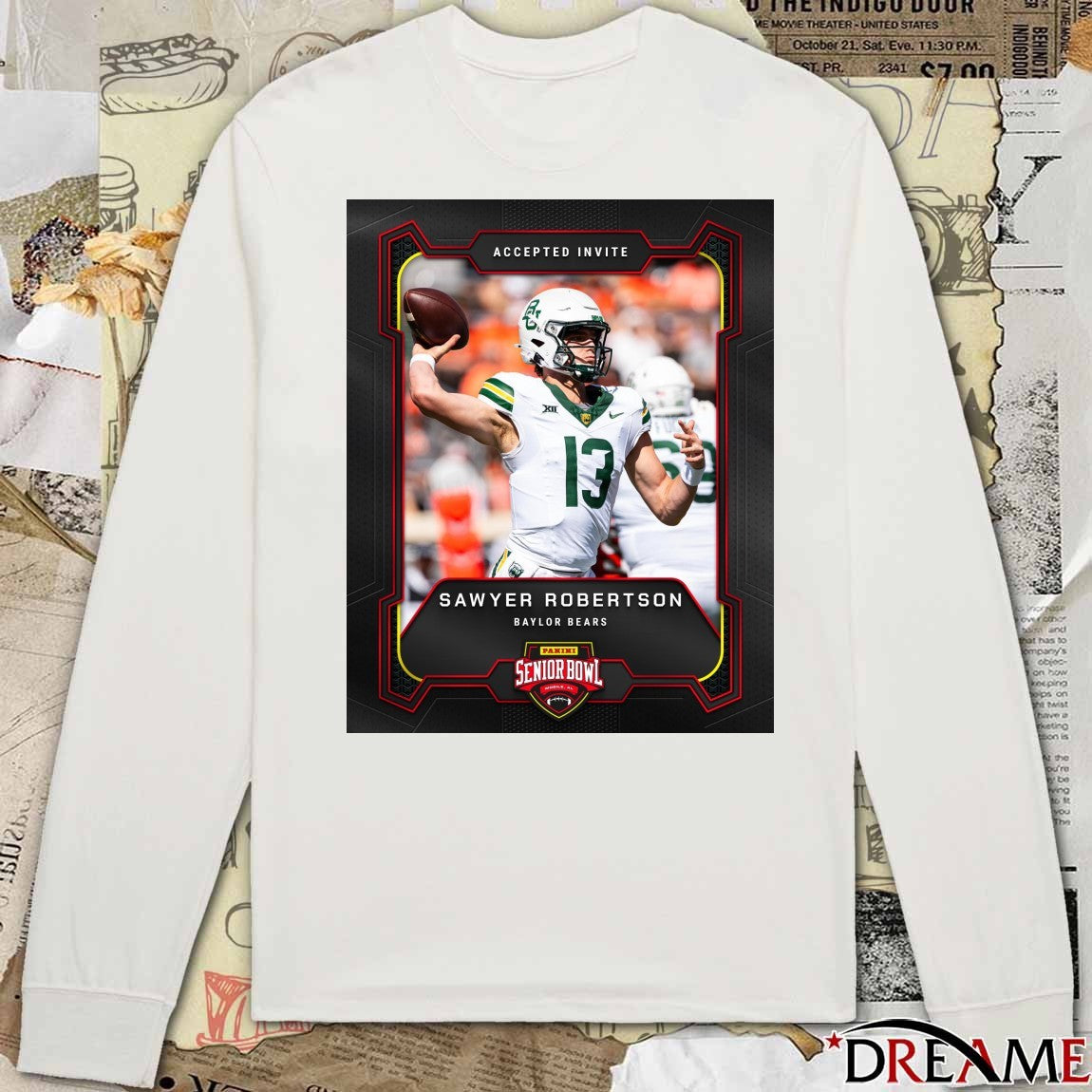 Accepted Invite Sawyer Robertson Baylor Bears 2026 Panini Senior Bowl Poster t-shirt