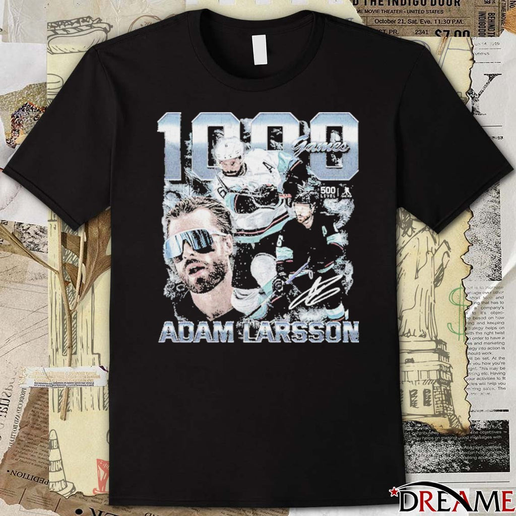 Adam Larsson Seattle Kraken Hockey 1000 Games F&B Signature t-shirt