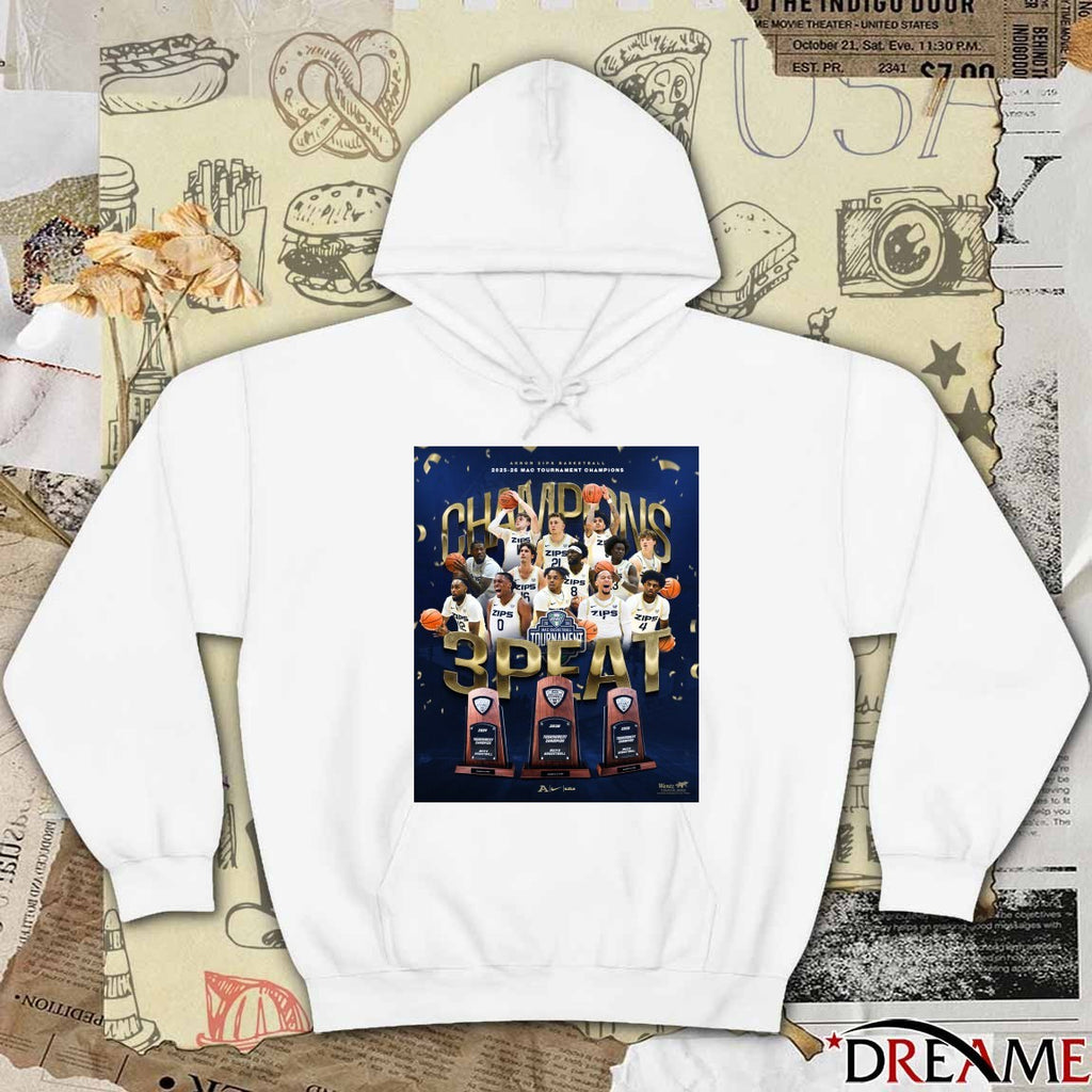 Akron Zips Basketball 2025-26 MAC Tournament Champions Poster t-shirt