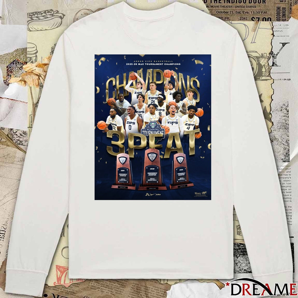 Akron Zips Basketball 2025-26 MAC Tournament Champions Poster t-shirt