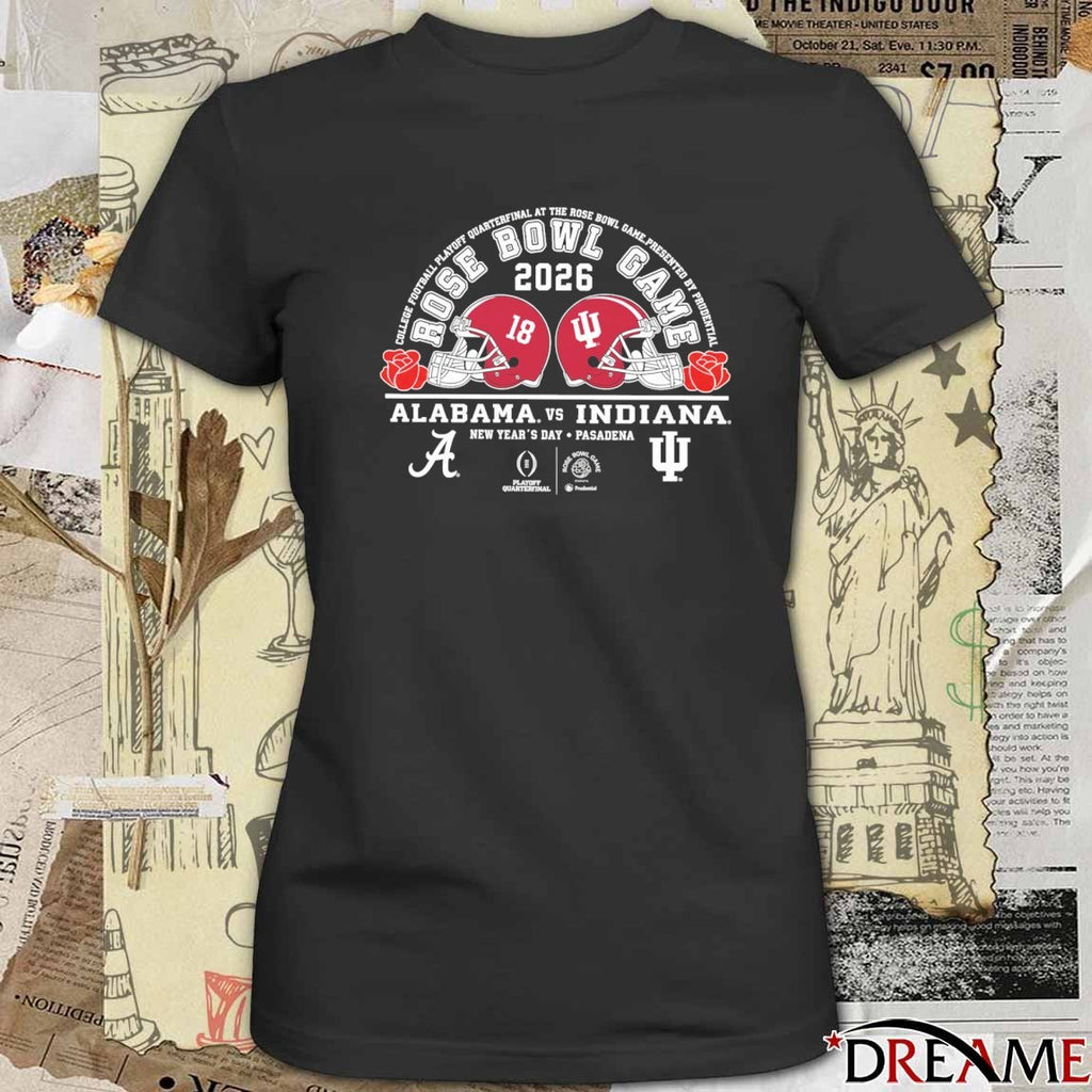 Alabama Vs Indiana Football 2026 CFP Rose Bowl Game Head to Head New Year’s Day Pasadena Helmets t-shirt